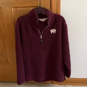 Ivory Ella burgundy Sherpa 1/3 zip with pockets
